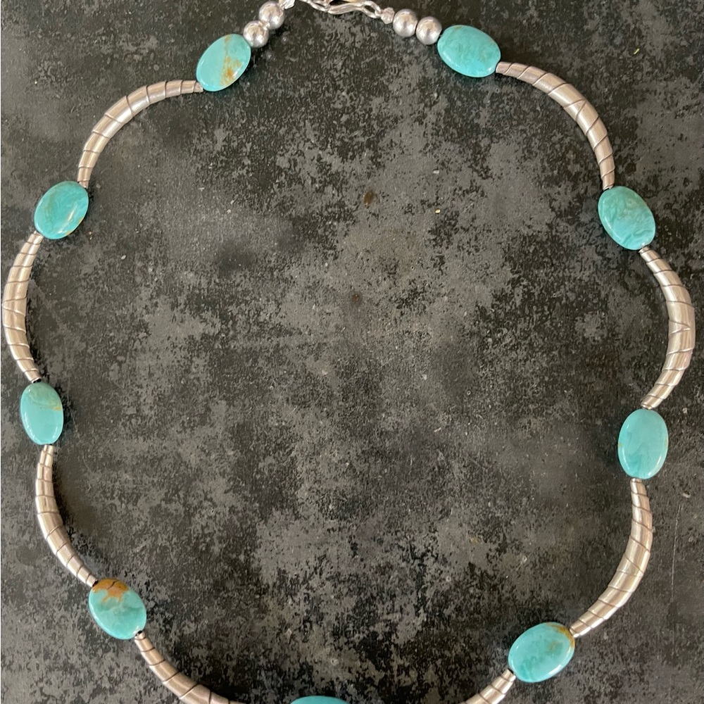 Hand Crafted  “One of a Kind” Handmade Turquoise & Sterling Silver choker - Picture 2 of 6